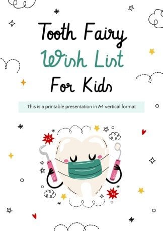 Tooth Fairy Wish List for Kids presentation template 