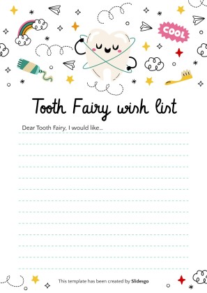 Tooth Fairy Wish List for Kids presentation template 