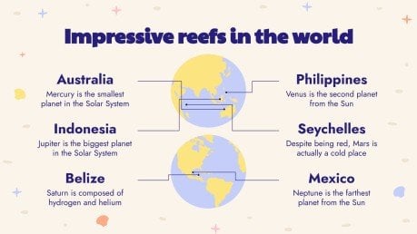 Modelo de apresentação Minitema dos maiores recifes de coral do mundo