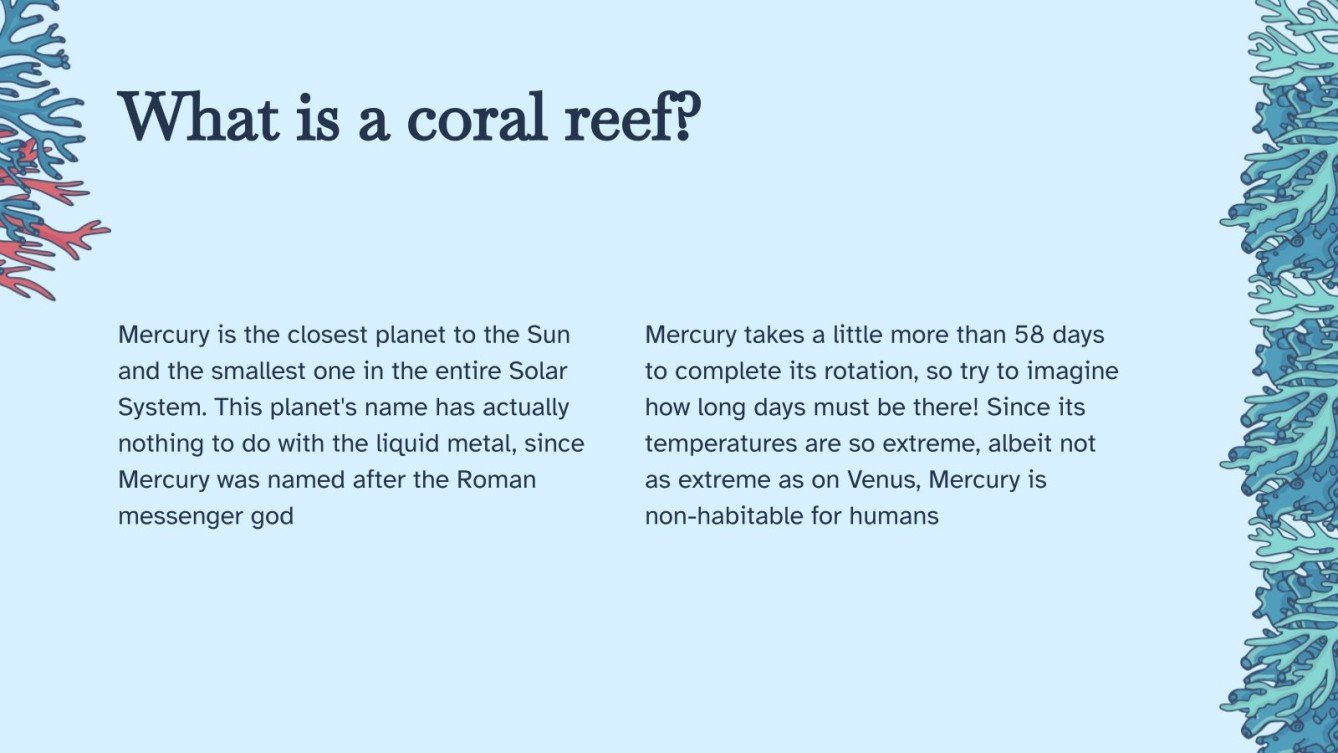 Biology Subject Coral Reef Google Slides & PPT