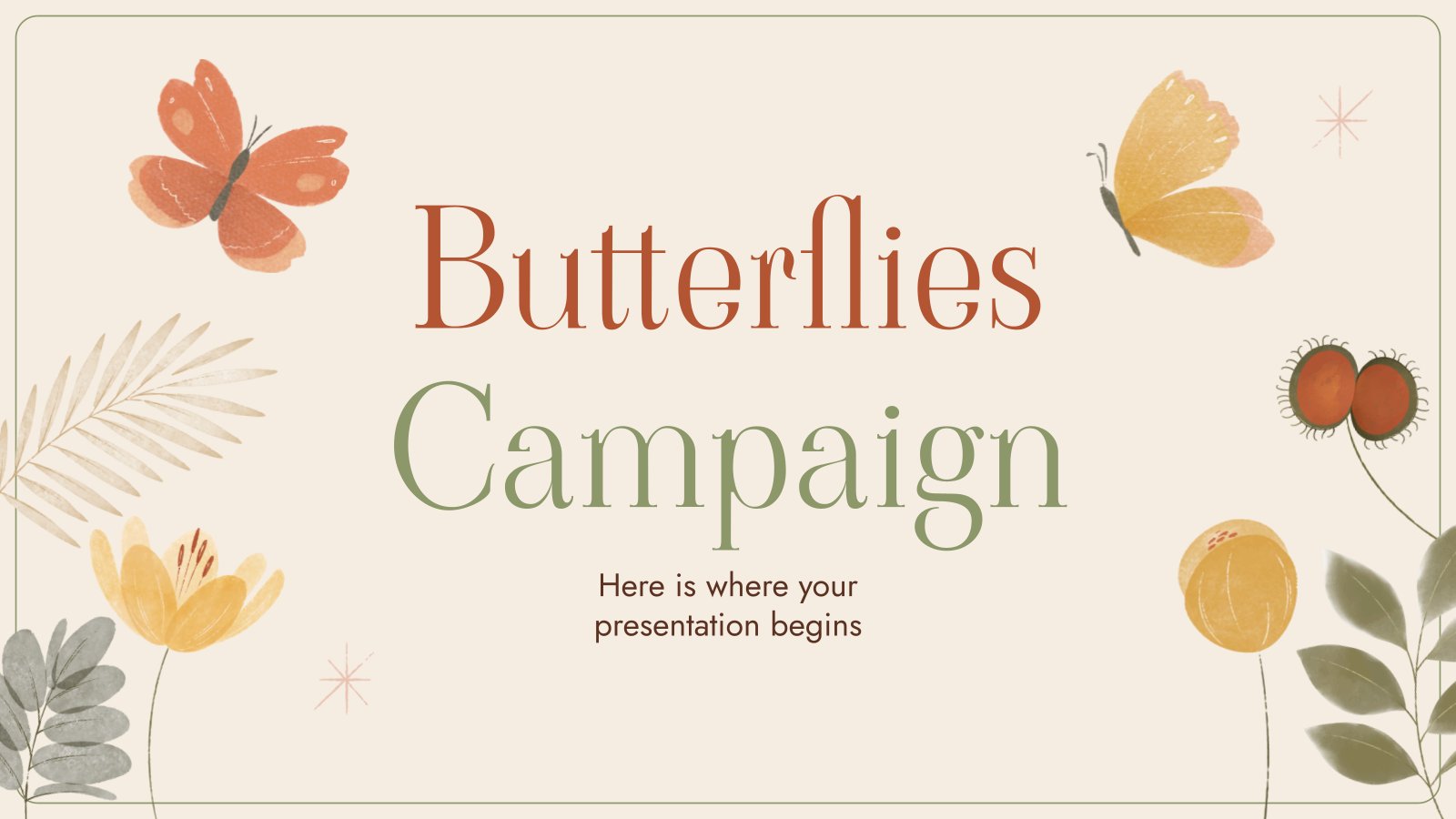 Plantilla de presentación Campaña con mariposas