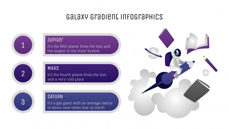 Modelo de apresentação Infográficos com degradê galáctico