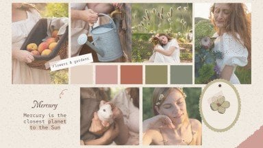 Modelo de apresentação Moodboard com estética cottagecore