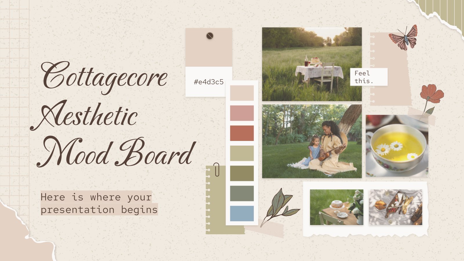 Cottagecore Aesthetic Mood Board presentation template 