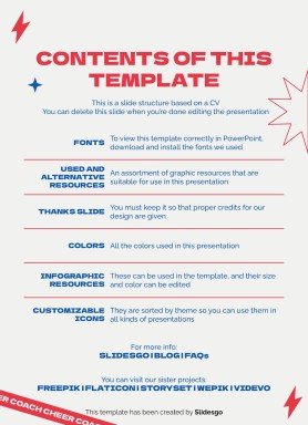 Plantilla de presentación Currículo profesional de entrenadora de animadoras