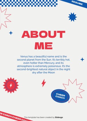 Plantilla de presentación Currículo profesional de entrenadora de animadoras