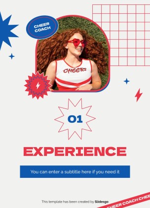 Plantilla de presentación Currículo profesional de entrenadora de animadoras