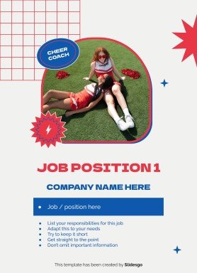 Plantilla de presentación Currículo profesional de entrenadora de animadoras