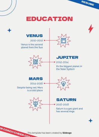 Plantilla de presentación Currículo profesional de entrenadora de animadoras