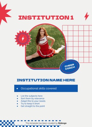 Plantilla de presentación Currículo profesional de entrenadora de animadoras