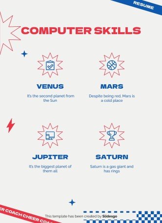 Plantilla de presentación Currículo profesional de entrenadora de animadoras