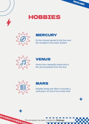 Plantilla de presentación Currículo profesional de entrenadora de animadoras