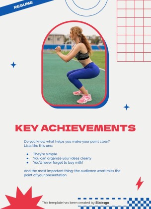 Plantilla de presentación Currículo profesional de entrenadora de animadoras