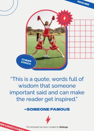 Plantilla de presentación Currículo profesional de entrenadora de animadoras