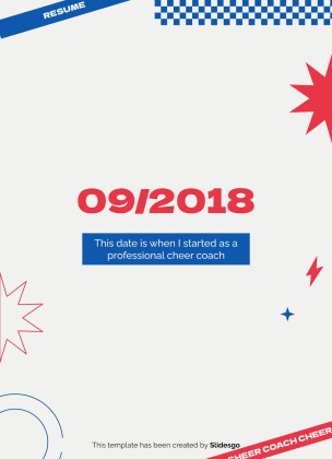 Plantilla de presentación Currículo profesional de entrenadora de animadoras