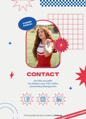 Plantilla de presentación Currículo profesional de entrenadora de animadoras