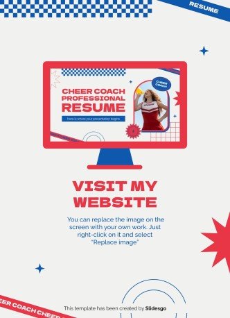 Plantilla de presentación Currículo profesional de entrenadora de animadoras