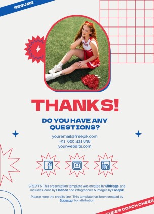 Plantilla de presentación Currículo profesional de entrenadora de animadoras