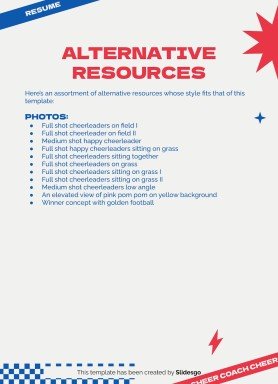 Plantilla de presentación Currículo profesional de entrenadora de animadoras