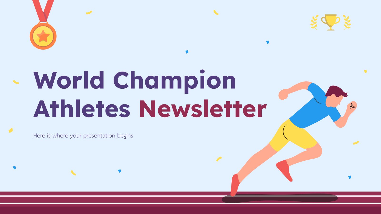 Modelo de apresentação Newsletter sobre um atleta campeão do mundo