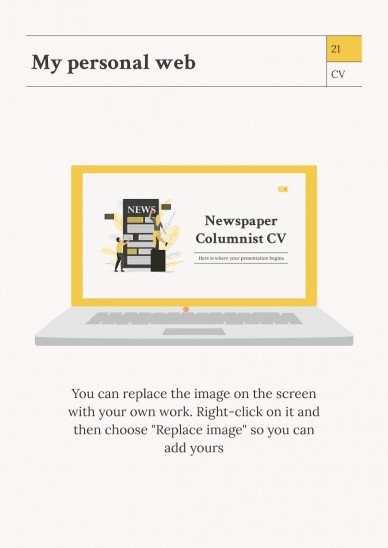 Newspaper Columnist CV presentation template