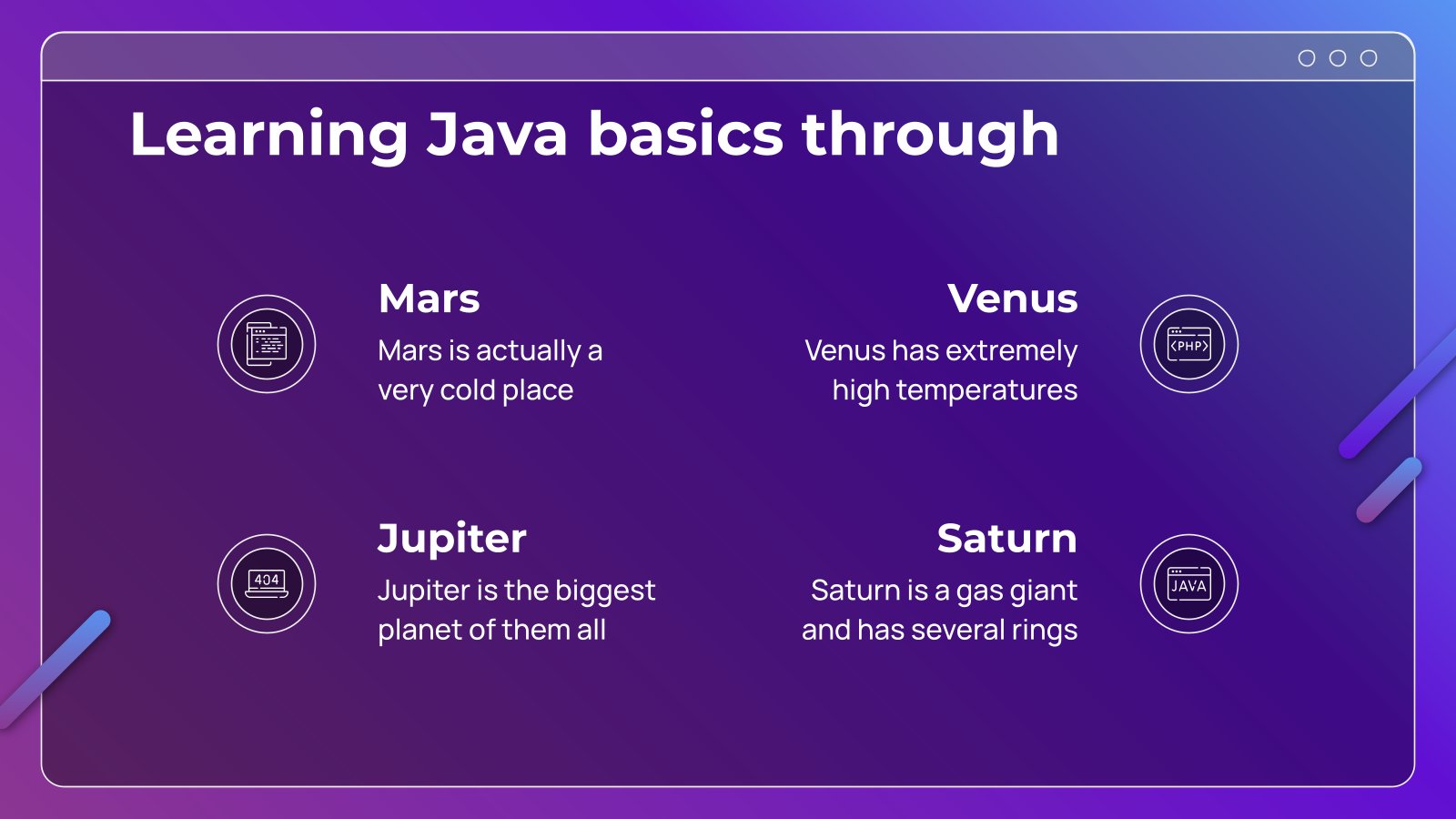 初中Java编程语言简介-通用PPT模版PPT模版免费下载| 懒人PPT