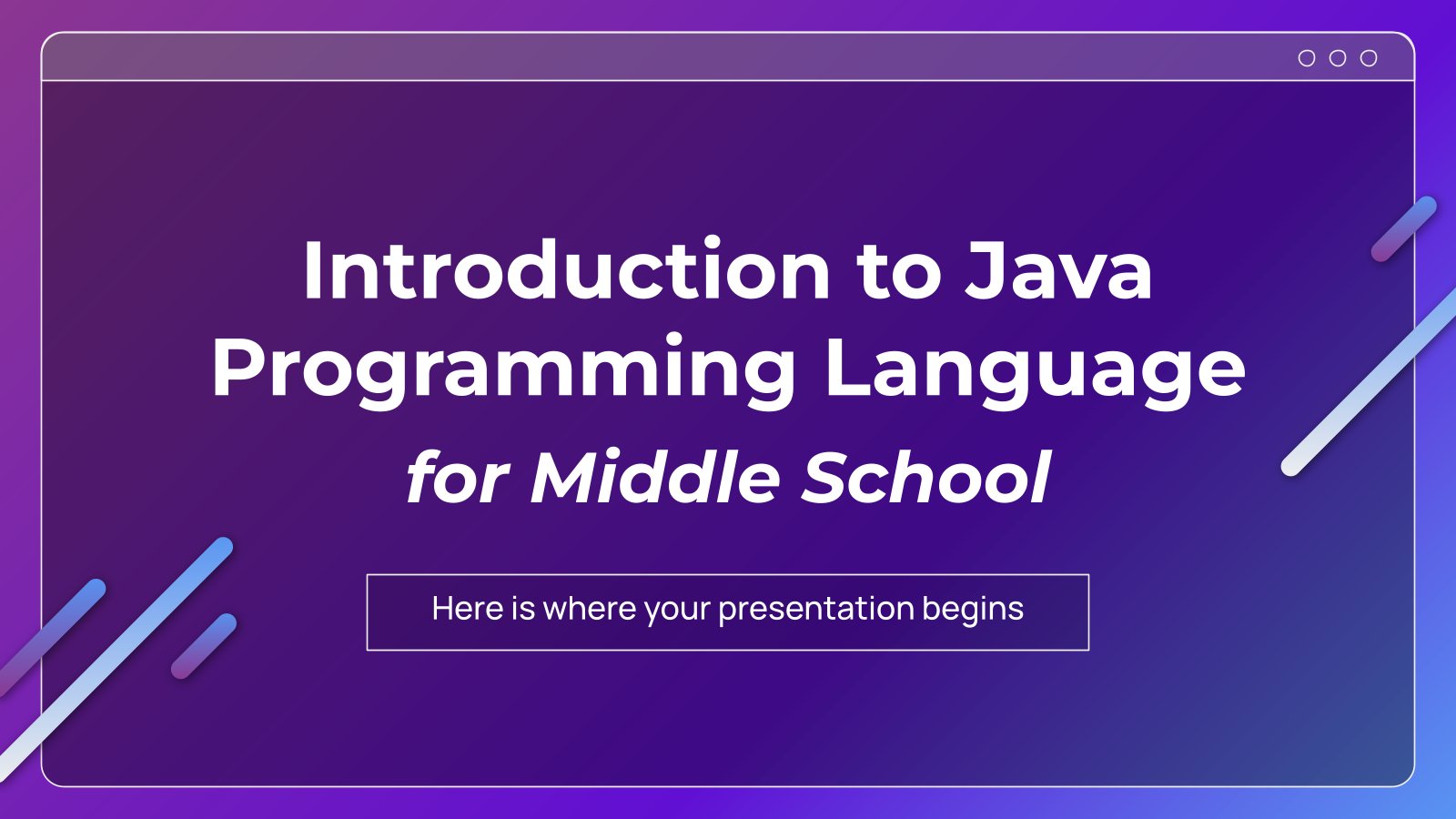 Introduction to Java Programming Language for Middle School presentation template 