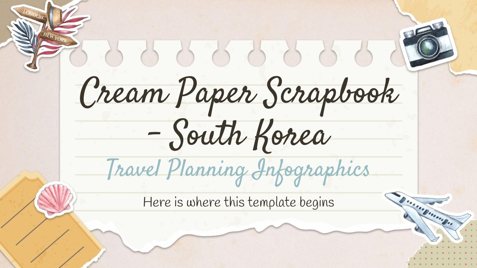 Cream Paper Scrapbook South Korea Travel Planning