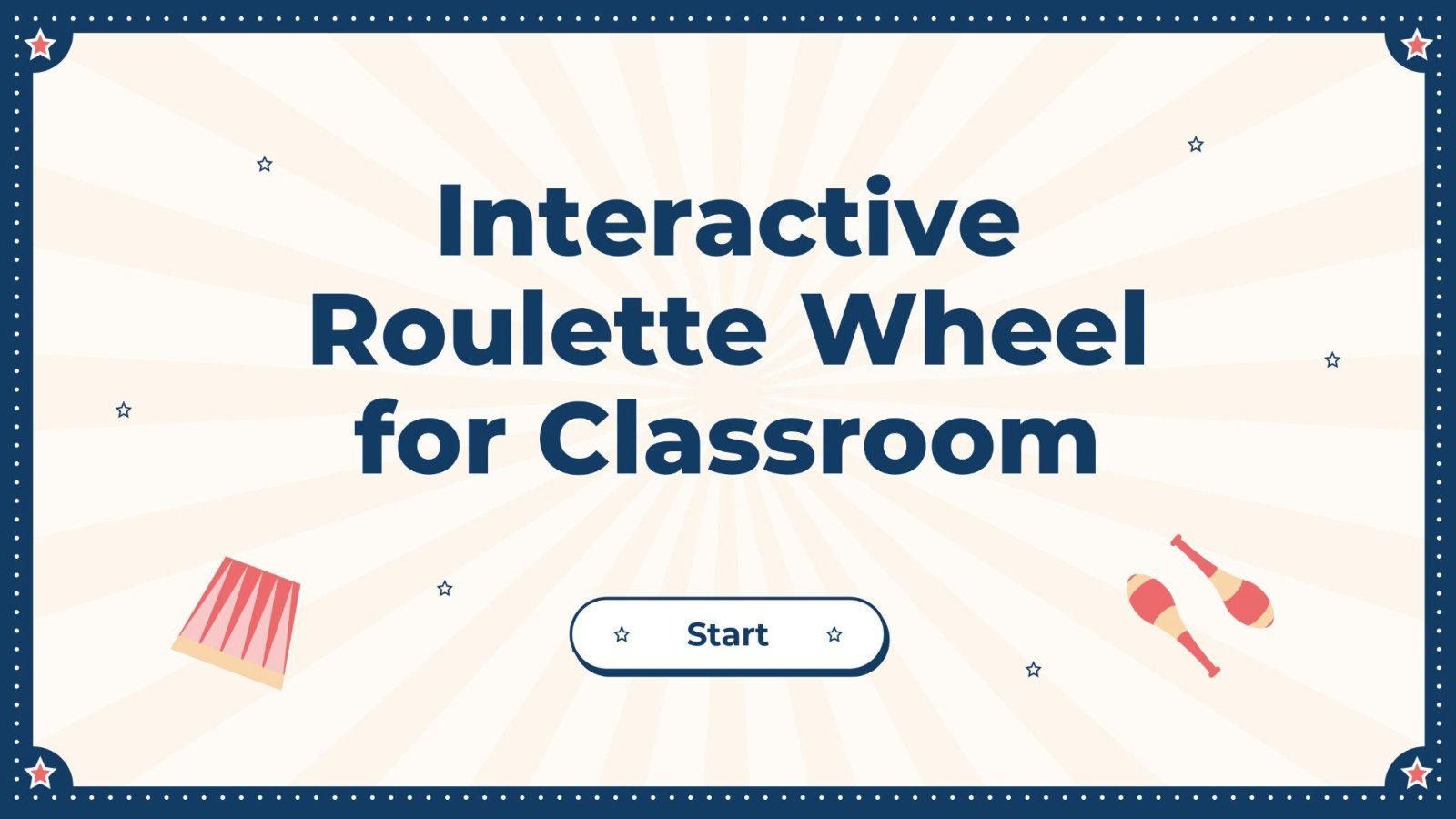 Interactive Roulette Wheel for Classroom presentation template 