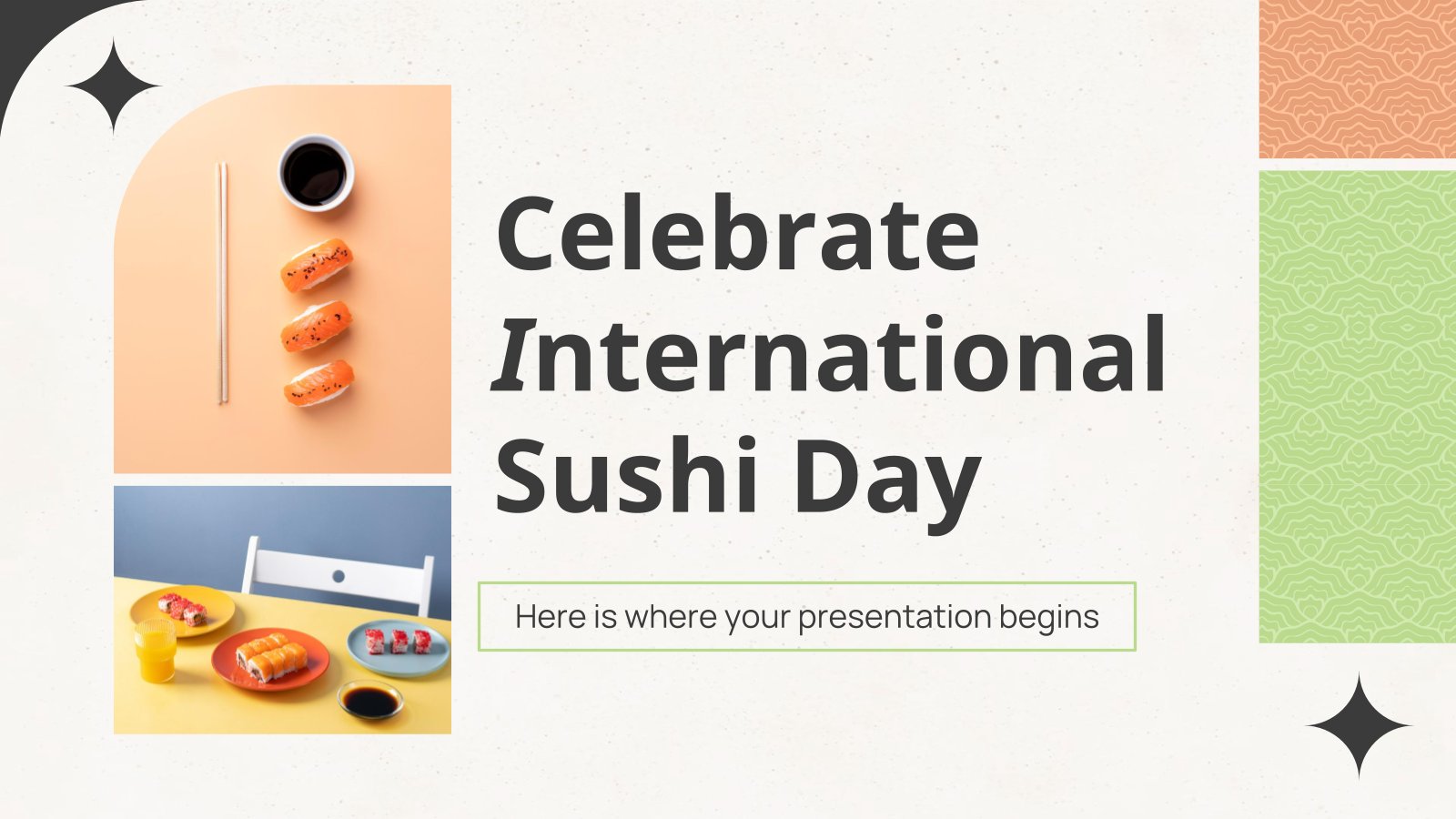 Modelo de apresentação Comemore o Dia Internacional do Sushi