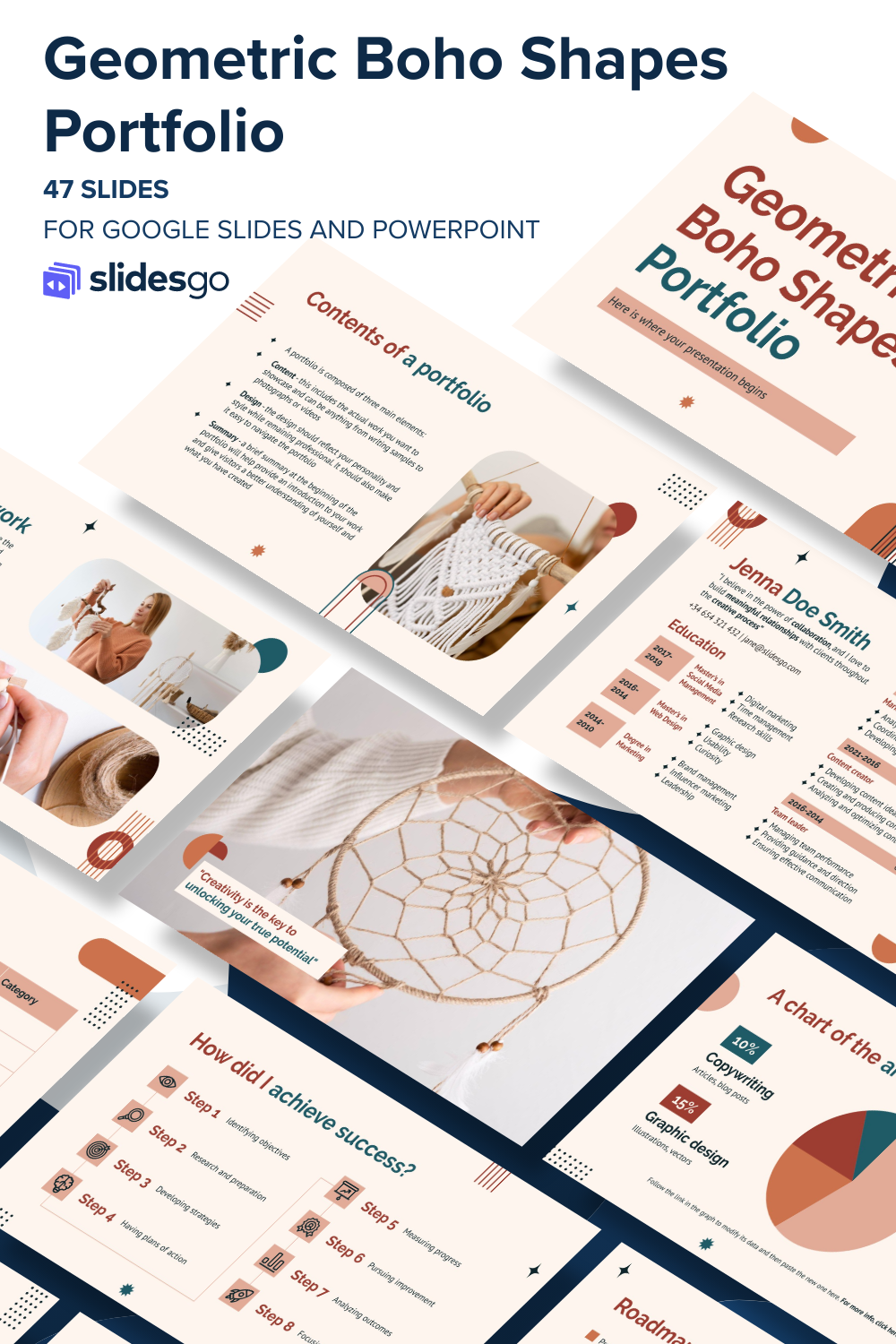 Geometric Boho Shapes Portfolio | Google Slides & PPT