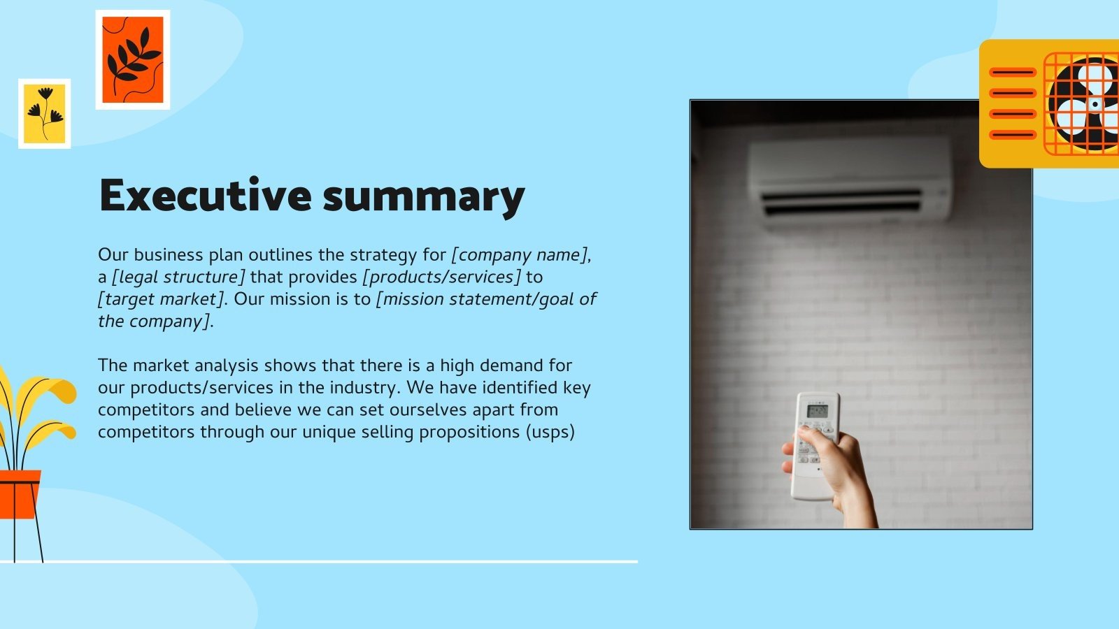 Airconditioning Business Plan Google Slides & PPT