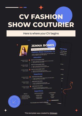 Plantilla de presentación CV de diseñador de alta costura