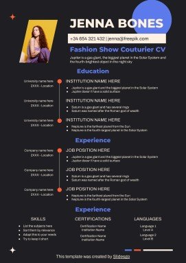 Plantilla de presentación CV de diseñador de alta costura