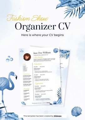 Fashion Show Organizer CV presentation template 
