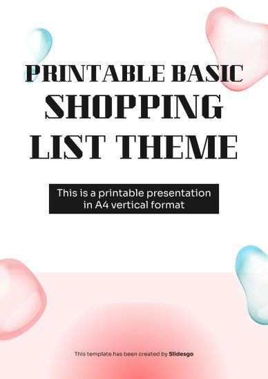 인쇄할 수 있는 기본 쇼핑 목록 테마 프레젠테이션 템플릿