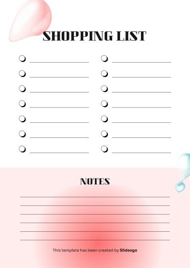 인쇄할 수 있는 기본 쇼핑 목록 테마 프레젠테이션 템플릿