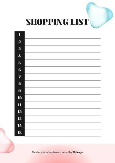 인쇄할 수 있는 기본 쇼핑 목록 테마 프레젠테이션 템플릿