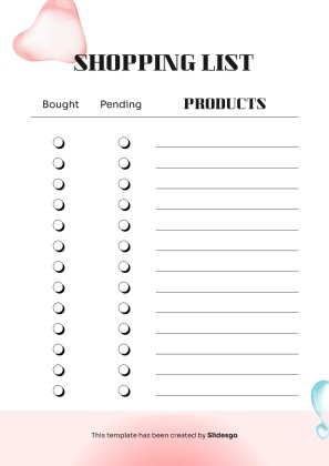 인쇄할 수 있는 기본 쇼핑 목록 테마 프레젠테이션 템플릿