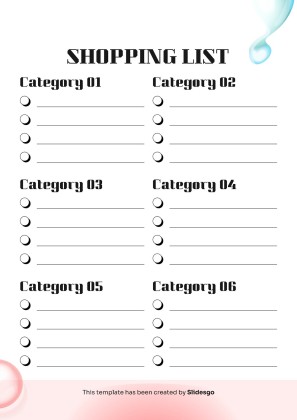 인쇄할 수 있는 기본 쇼핑 목록 테마 프레젠테이션 템플릿