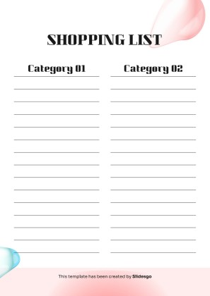 인쇄할 수 있는 기본 쇼핑 목록 테마 프레젠테이션 템플릿