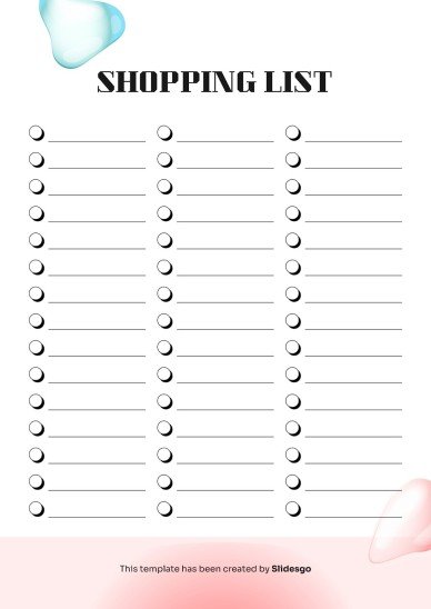 인쇄할 수 있는 기본 쇼핑 목록 테마 프레젠테이션 템플릿