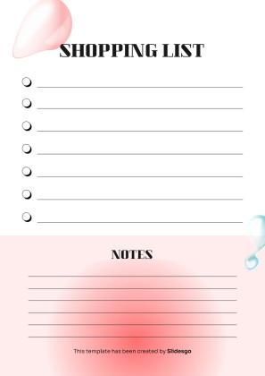 인쇄할 수 있는 기본 쇼핑 목록 테마 프레젠테이션 템플릿