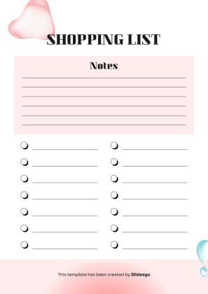 인쇄할 수 있는 기본 쇼핑 목록 테마 프레젠테이션 템플릿