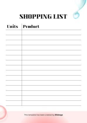 인쇄할 수 있는 기본 쇼핑 목록 테마 프레젠테이션 템플릿