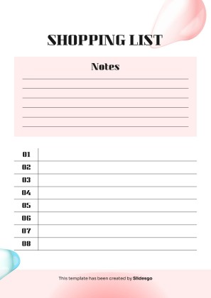 인쇄할 수 있는 기본 쇼핑 목록 테마 프레젠테이션 템플릿