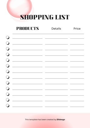 인쇄할 수 있는 기본 쇼핑 목록 테마 프레젠테이션 템플릿