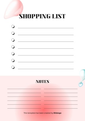 인쇄할 수 있는 기본 쇼핑 목록 테마 프레젠테이션 템플릿