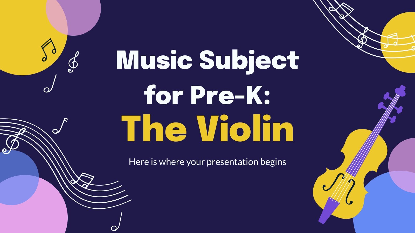 Plantilla de presentación Música para preescolar: el violín