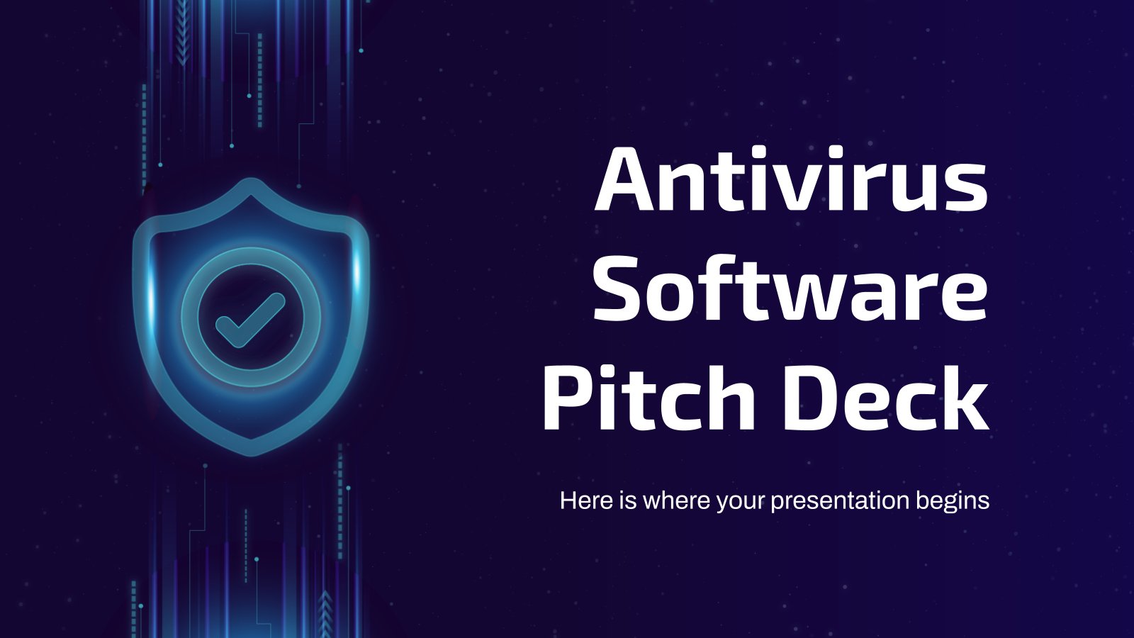 Modelo de apresentação Pitch deck de software antivírus